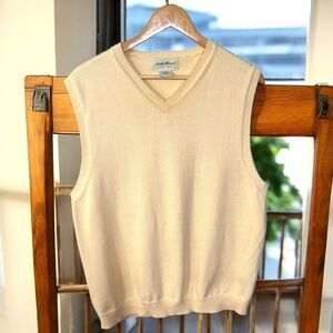 Eddie Bauer Men's Butter Yellow Sweater Vest preppy country club
